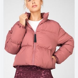 Fabletics Wander Crop Puffer (Rose Pink)